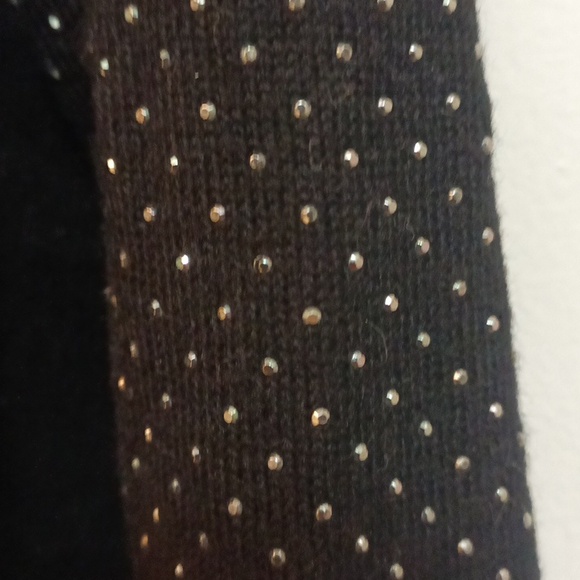 Chicos Black Label Cardigan Womens Knit Long Rhinestone Silk Blend Pockets size2 - Picture 2 of 9
